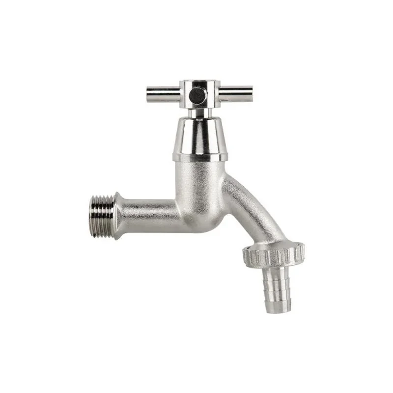 Кран вентильний РЗ 1/2", штуцер під шланг 3/4", латунь/нікель, CROSS HANDL, GKK0T123413
