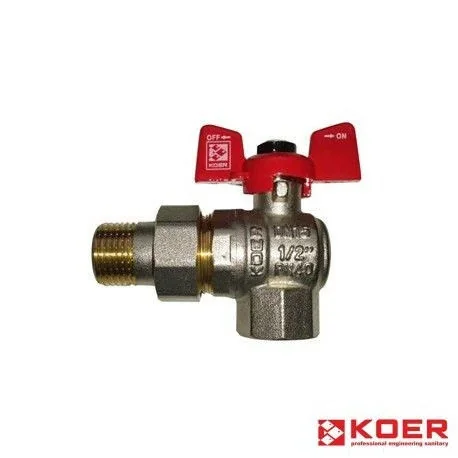 Кульовий кран з американкою кутовий 3/4 (56 шт.) — Koer