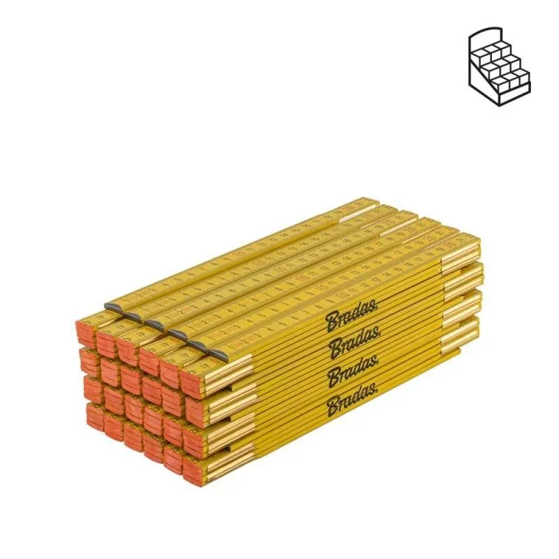 Лінійка розкладна, дерево, 1м, пружина, жовтий, DIY-MFW11YL/24BOX