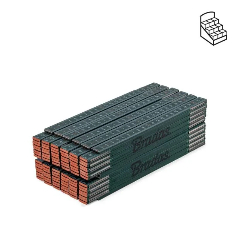 Лінійка розкладна, дерево, 2м, пружина, зелений, DIY-MFW21GR/12BOX