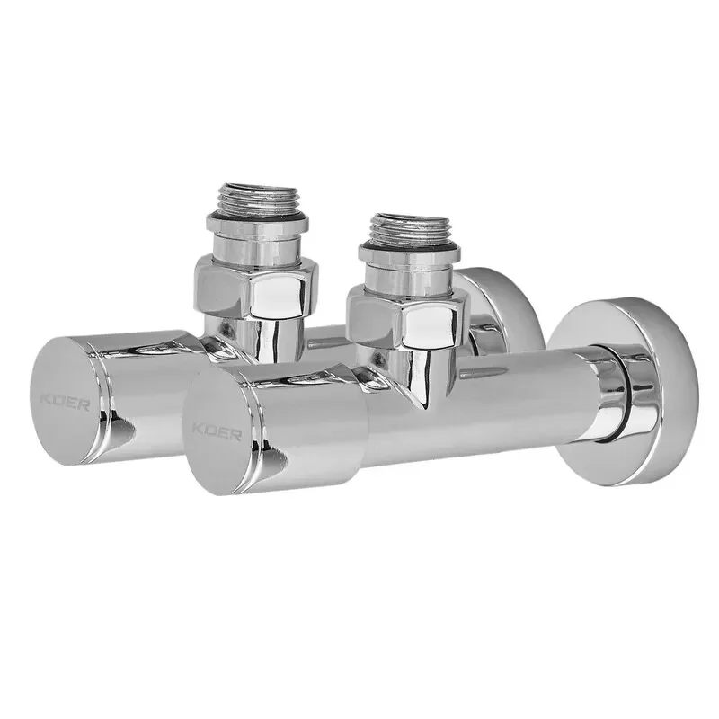 Комплект кранів для сушарки для рушників кутовий M1/2"xM1/2" подовжений хромований KOER KR.SET.533 (KR5842) - фото 2