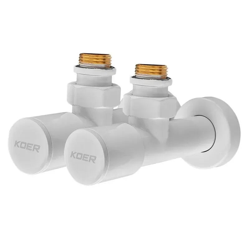 Комплект кранів для сушарки для рушників кутовий M1/2"xM1/2" подовжений KOER KR.SET.534 WHITE (KR5843) - фото 2