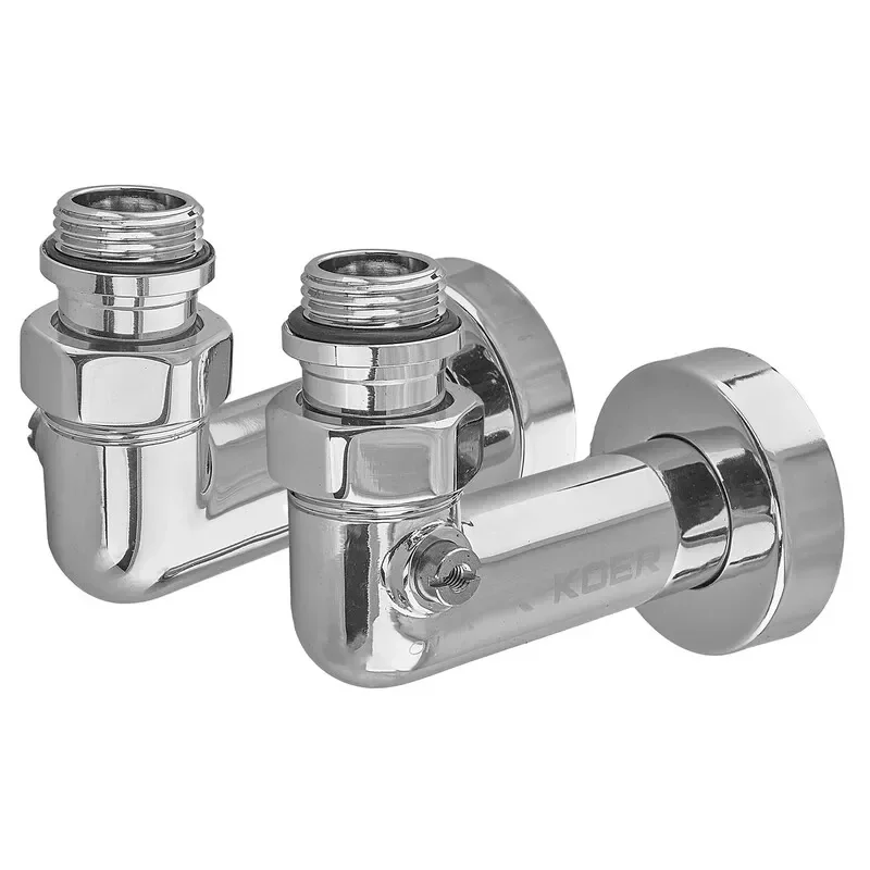 Комплект кранів для сушарки для рушників кутовий M1/2"xM1/2" запірний хромований KOER KR.SET.550 (KR5840) - фото 2