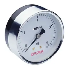 Манометр аксиальный (KOER KM.611A) (0-4 bar), D 63мм, 1/4'' (KR0210) от KOER - купить в интернет-магазине