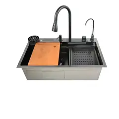 Мийка багатофункціональна Zerix ZH7546-SET-06 DECOR NANO-BLACK з вбудованим змішувачем (ZX5681) от Zerix - купить в интернет-магазине