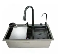 Мийка багатофункціональна Zerix ZH7546-SET-07 DECOR NANO-BLACK з вбудованим змішувачем (ZX5683) от Zerix - купить в интернет-магазине