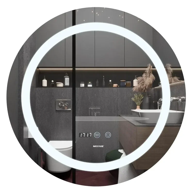 Дзеркало Mixxus PLAIN MC02-80 з Led Touch, Anti-fog, димером, регулятором яскравості, годинником (M