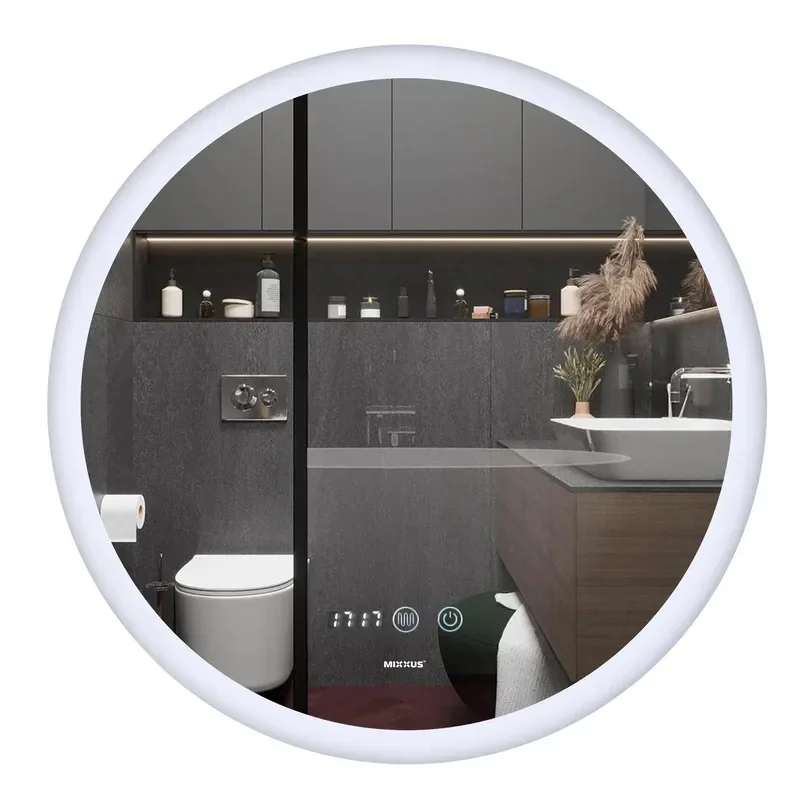 Дзеркало Mixxus PLAIN MC10-80 з Led Touch, Anti-fog, димером, регулятором яскравості, годинником (M