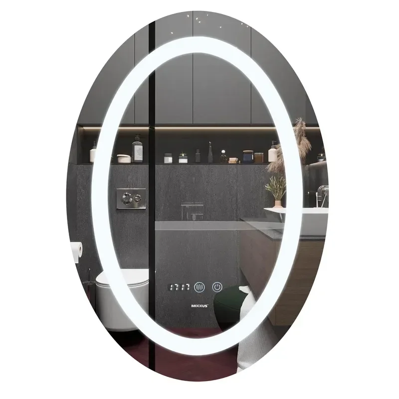 Дзеркало Mixxus PLAIN MV02-60x80 з Led Touch, Anti-fog, димером, регулятором яскравості, годинником