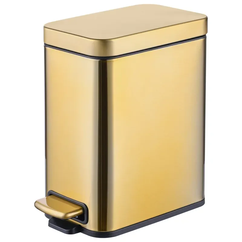 Відро для сміття з плавним закриванням прямокутне MIXXUS PREMIUM QUADRO-TC0105 BRUSHED GOLD 5 л (колір матове золото) (MI8394)