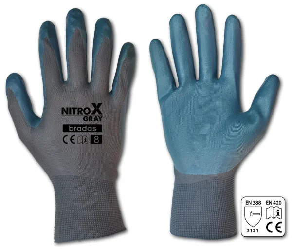 Рукавички захисні NITROX GRAY нітрил, розмір 8, RWNGY8