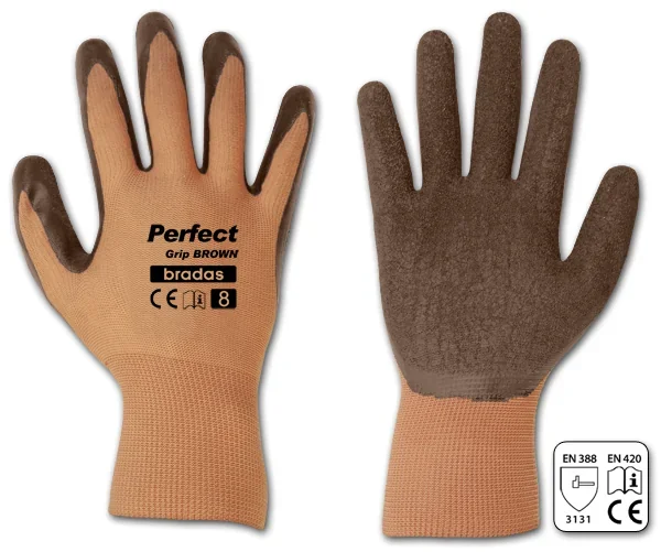 Рукавички захисні PERFECT GRIP BROWN латекс, розмір 8, RWPGBR8