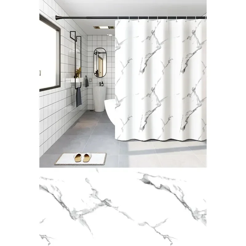 Шторка для ванной ZERIX SCP-019-240x200 из PEVA (полиэтиленвинилацетата) (Узор "Мрамор") (ZX6092)
