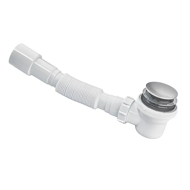 Сифон для душевого поддона ZERIX SD-03 автоматический (Click-Clack) выпуск 70мм (Цвет белый) 1 1/2'' (ZX5087)