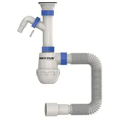 Сифон для кухні Mixxus SK-01-B 1 1/2"x40 з литим випуском та відводом для пральної машини (MI8191) от MIXXUS - купить в интернет-магазине