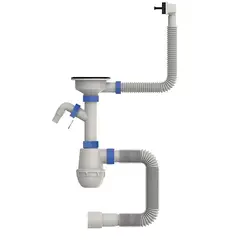 Сифон для кухні Mixxus SK-05-BL 3 1/2"x40 з пластиковою сіткою, відведенням для пральної машини, гн от MIXXUS - купить в интернет-магазине