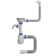 Сифон для кухні Mixxus SK-05-WH 3 1/2"x40 з пластиковою сіткою, відведенням для пральної машини, гн от MIXXUS - купить в интернет-магазине