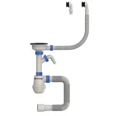 Сифон для кухні Mixxus SK-06-BL 3 1/2"x40 з пластиковою сіткою, відведенням для пральної машини, гн от MIXXUS - купить в интернет-магазине