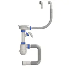 Сифон для кухні Mixxus SK-06-WH 3 1/2"x40 з пластиковою сіткою, відведенням для пральної машини, гн от MIXXUS - купить в интернет-магазине