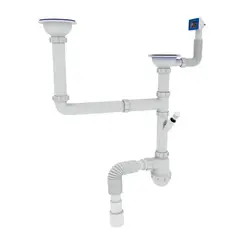 Сифон для кухні ZERIX SK-03-A 3 1/2"x40 з двома різьб. випусками та відведенням для пральної машини от Zerix - купить в интернет-магазине