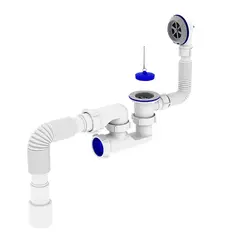 Сифон для ванної Zerix SV-02-A 1 1/2" з ревізією, випуском та переливом (ZX4958) от Zerix - купить в интернет-магазине