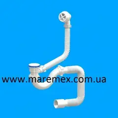 Сифон "Економ" для ванної (пластмасовий випуск 1*1/2") з переливом і гнучкою трубою 40х50 (регулювання.) SV 01 от Santehplast - купить в интернет-магазине