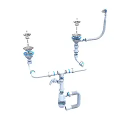 Сифон "Лотос- Мийка BIG-DUPLEX-CERAMICS економ місце" (неіржавкий випуск 3*1/2") для всіх різновидів спарених от Santehplast - купить в интернет-магазине