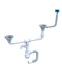 Сифон "Лотос-Мойка BIG DUPLEX-UNIVER" (неіржавкий випуск 3*1/2") для всіх різновидів спарених різнорівневих мийок от Santehplast - купить в интернет-магазине