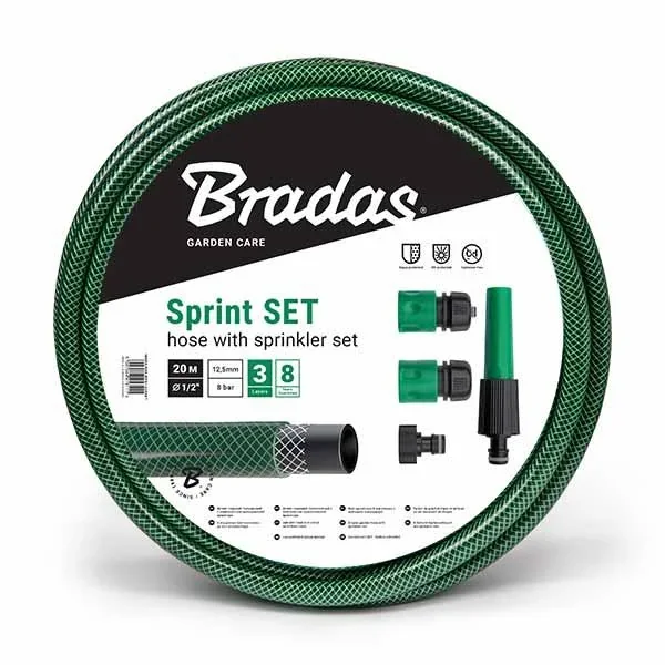 Шланг для поливу SPRINT 1/2" 30 м + набір: зрошувач 
ручний, конектор STOP та STANDART, адаптер, WFS1/230SET - фото 2