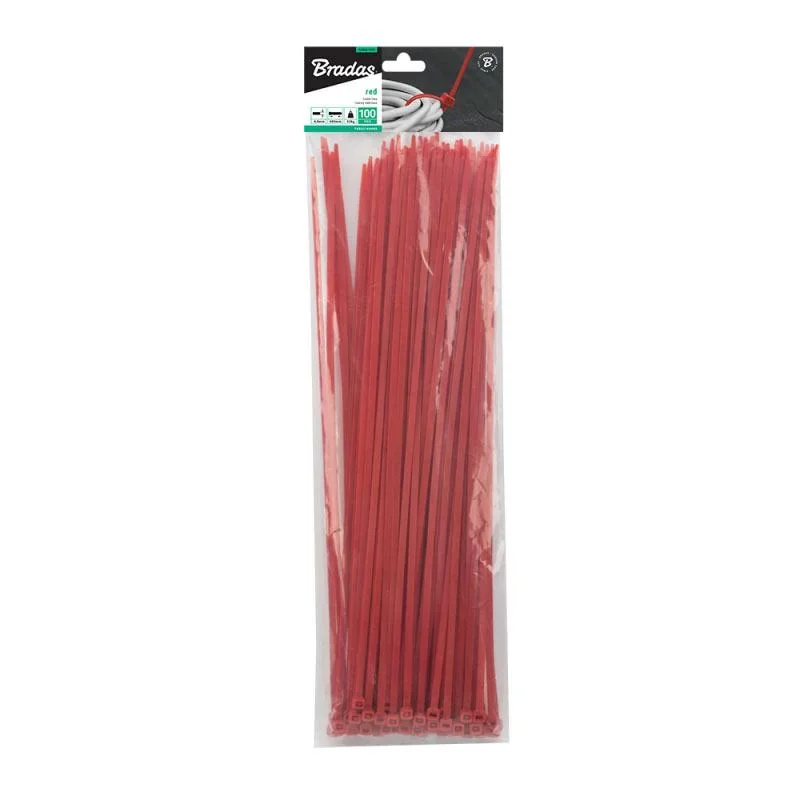 Стяжки кабельні пластикові 4,8x300мм, 100 шт. RED, TSRD1148300
