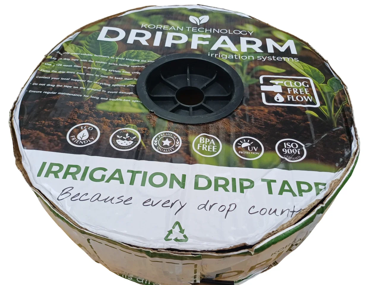 Стрічка Dripfarm емітерна 8 mils через 10см, водовилив 1,38 л/ч 1км/бухта.