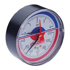 Термо-манометр аксіальний (KOER KM.802A) (0-4 bar), D 80мм, 1/4''-1/2'' (KR0222) от KOER - купить в интернет-магазине