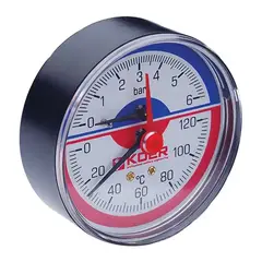 Термо-манометр аксіальний (KOER KM.802A) (0-6 bar), D 80мм, 1/4''-1/2'' (KR0223) от KOER - купить в интернет-магазине