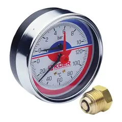 Термо-манометр аксиальный (KOER KM.812A) (0-10 bar), D 80мм, 1/4''-1/2'' (KR0219) от KOER - купить в интернет-магазине