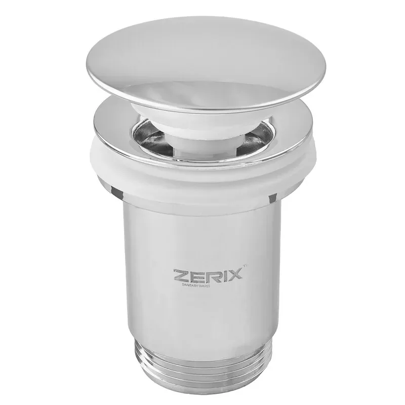 Донный клапан для раковины с переливом ZERIX BV-01 автоматический (Click-Clack) (Цвет хром) 1 1/4'' (ZX6017) - фото 2