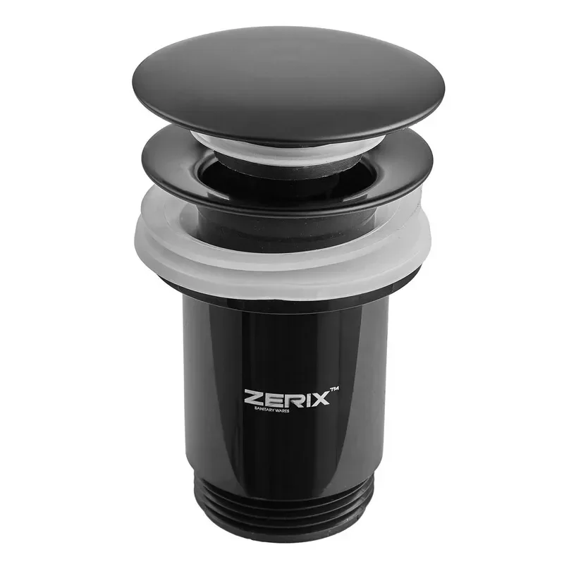 Донный клапан для раковины с переливом ZERIX BV-01 BLACK автоматический (Click-Clack) (Цвет черный) 1 1/4'' (ZX6016) - фото 2