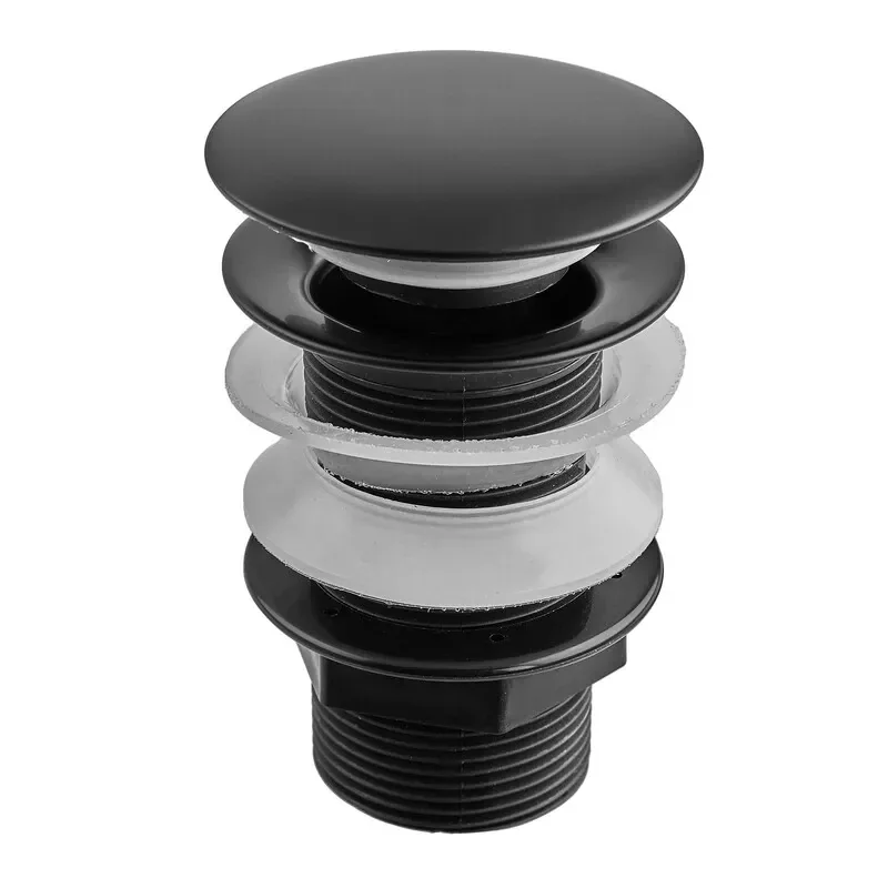 Донный клапан для раковины без перелива ZERIX BV-02 BLACK автоматический (Click-Clack) (Цвет черный) 1 1/4'' (ZX6018) - фото 2