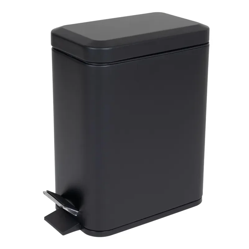 Відро для сміття з плавним закриттям прямокутне Zerix Sansa-TC0105 Black 5 л колір чорний (ZX5894)