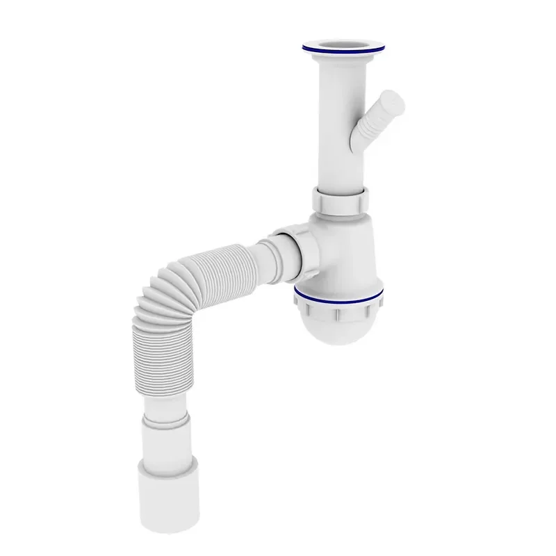 Сифон для кухні Zerix SK-01-B 1 1/2"x40 з литим випуском та відведенням для пральної машини (ZX4951 - фото 2