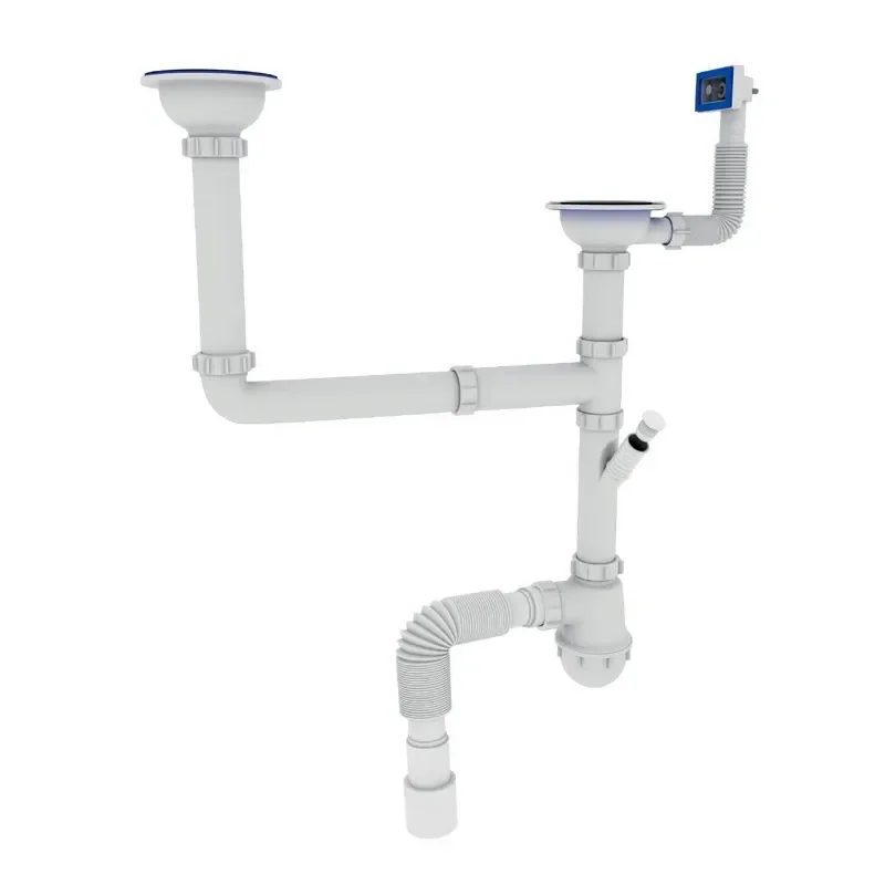 Сифон для кухні ZERIX SK-03-A 3 1/2"x40 з двома різьб. випусками та відведенням для пральної машини - фото 2