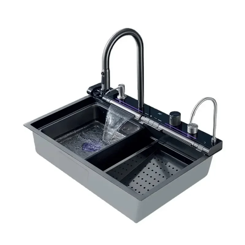 Мийка Zerix ZH7546-SET-04 DECOR Nano-Black з вбудованим змішувачем з нерж. сталі (ZM5578) - фото 2