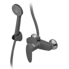 Змішувач для душової кабіни Plamix CEZAR-003 SET Graphite, зі шлангом, лійкою та кронштейном (PM068 от PLAMIX - купить в интернет-магазине