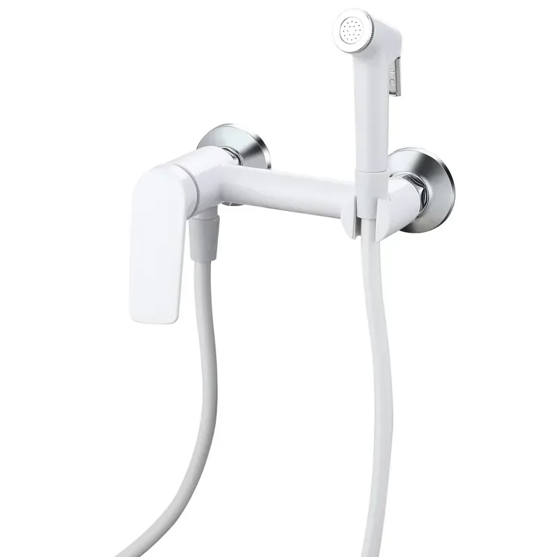 Змішувач для гігієнічного душу Plamix Lucas-222 SET White (зі шлангом і лійкою) (Квіт білий) (PM6104)