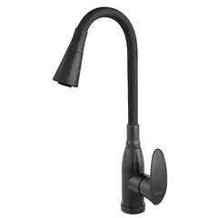 Змішувач для кухні PLAMIX CEZAR-011-B SET MATTE BLACK REFL.BLACK з силіконовим виливом, з підведенн от PLAMIX - купить в интернет-магазине