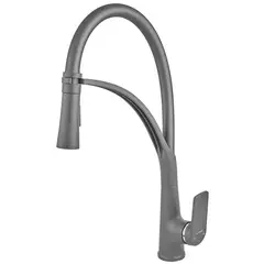 Змішувач для кухні Plamix Lucas-017 SET Graphite Refl.Grey з підводкою (Квіт графіт+сил.злив сірий) (PM0723) от PLAMIX - купить в интернет-магазине
