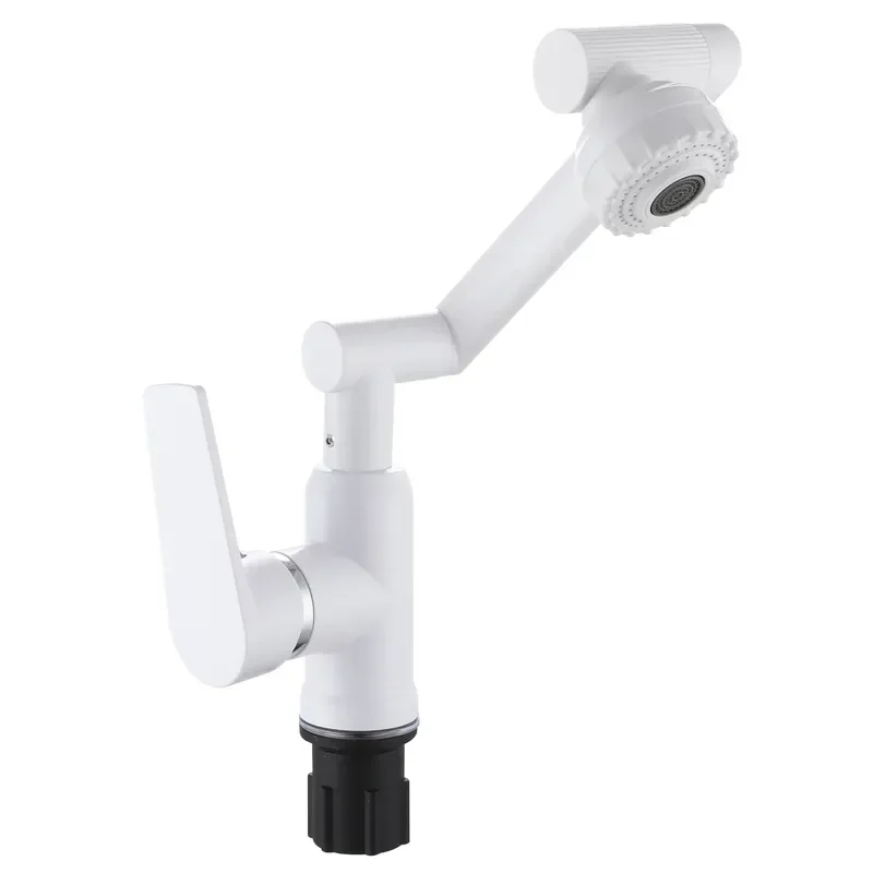 Змішувач для умивальника з регульованим виливом Plamix Oscar-001-FX SET White (з підводкою) (Квіт білий) (PM6105)